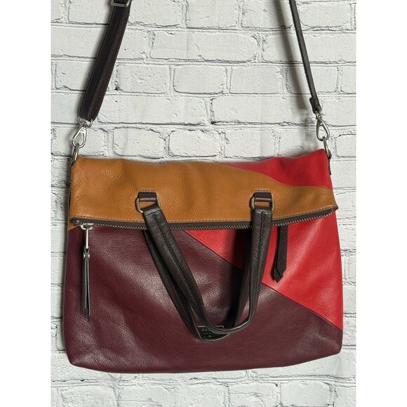 Fossil Dawson Leather Foldover Tote Red/Gold/Burgandy ZB6655995, Excellent, Soft - Picture 10 of 11